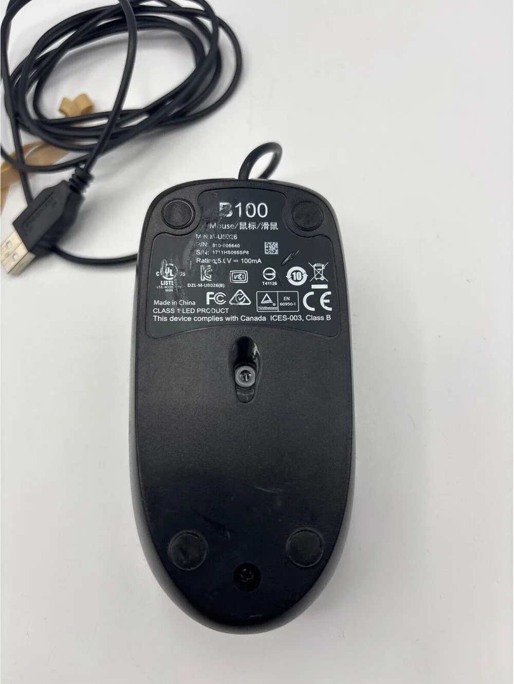 Logitech B100 Corded Mouse – Wired USB Mouse for Computers and laptops